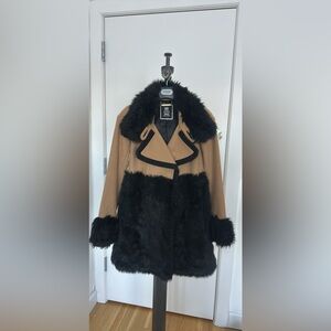 Juicy Couture Tan and Black Faux Fur Women's Coat